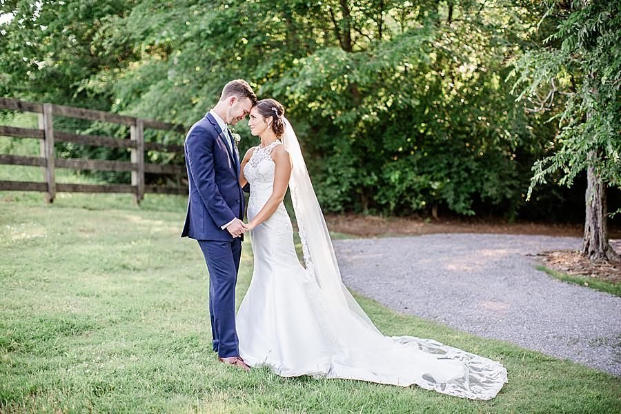 Foreheads together at this pavilion wedding by Knoxville Wedding Photographer, Amanda May Photos.