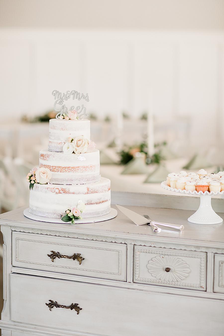 Cake setup at this pavilion wedding by Knoxville Wedding Photographer, Amanda May Photos.