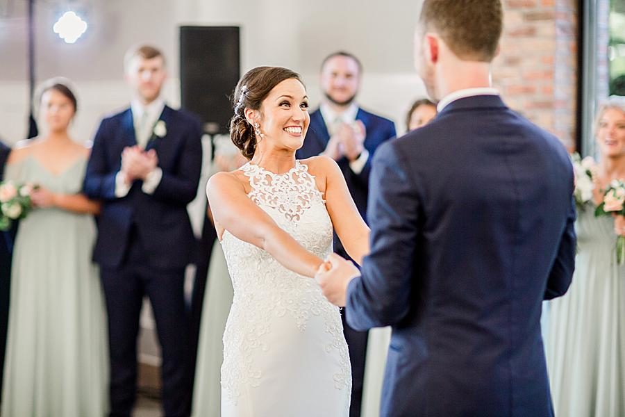 Excited bride at this pavilion wedding by Knoxville Wedding Photographer, Amanda May Photos.