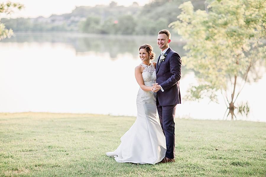 Sunset pictures at this pavilion wedding by Knoxville Wedding Photographer, Amanda May Photos.