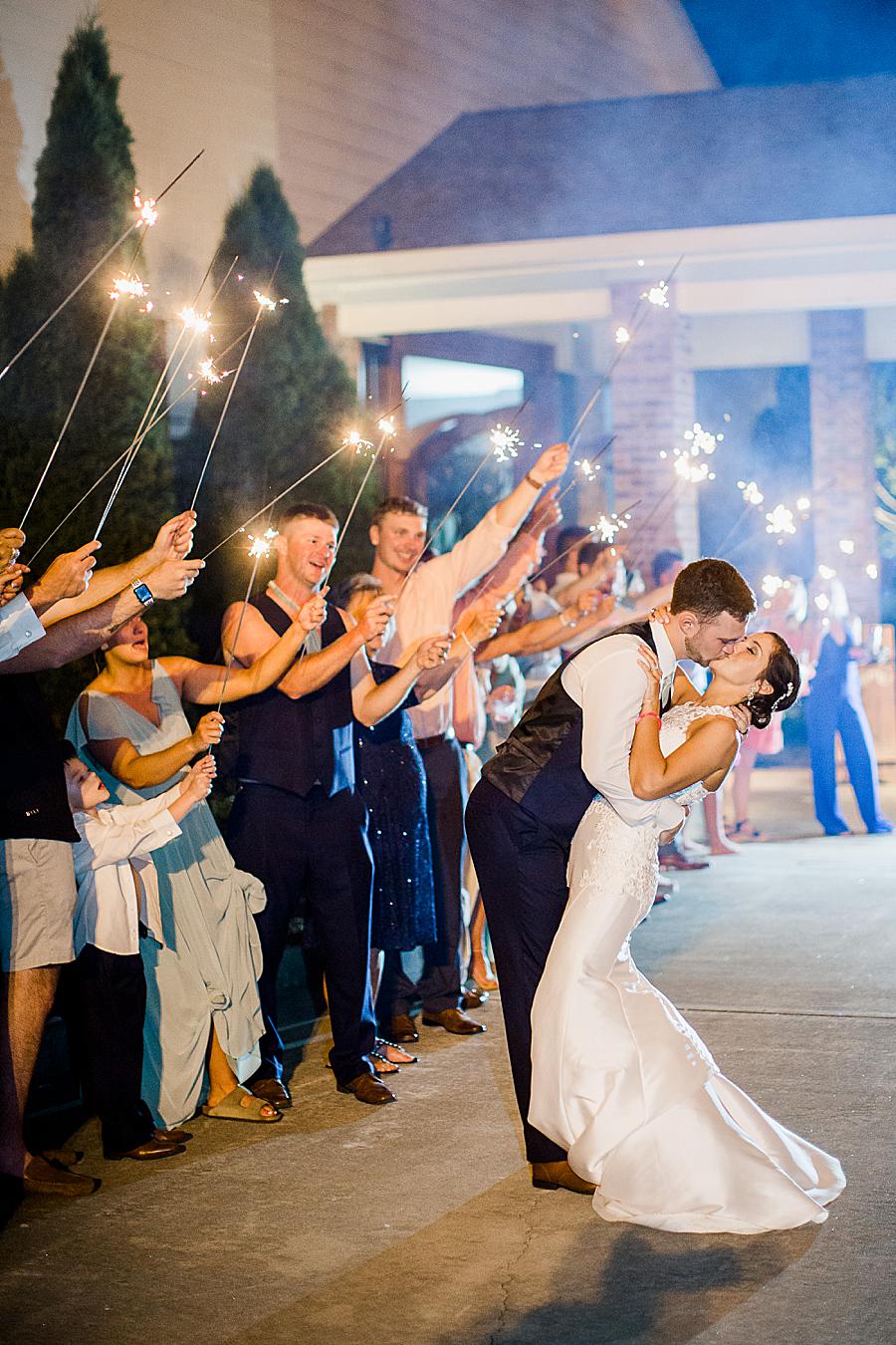 Sparkler exit at this pavilion wedding by Knoxville Wedding Photographer, Amanda May Photos.