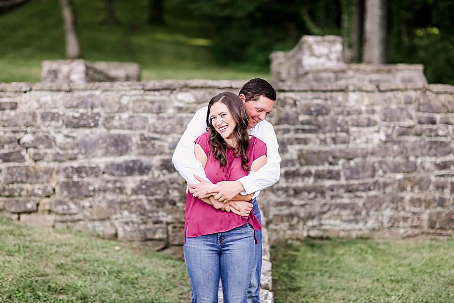 Stone wall at this Percy Warner Engagement Session by Knoxville Wedding Photographer, Amanda May Photos.