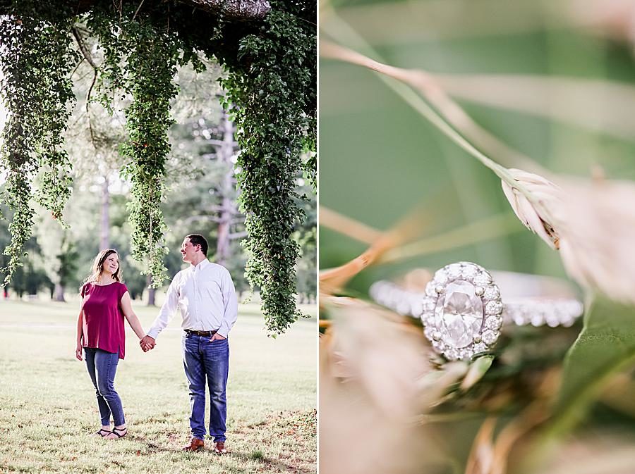 Oval engagement ring at this Percy Warner Engagement Session by Knoxville Wedding Photographer, Amanda May Photos.