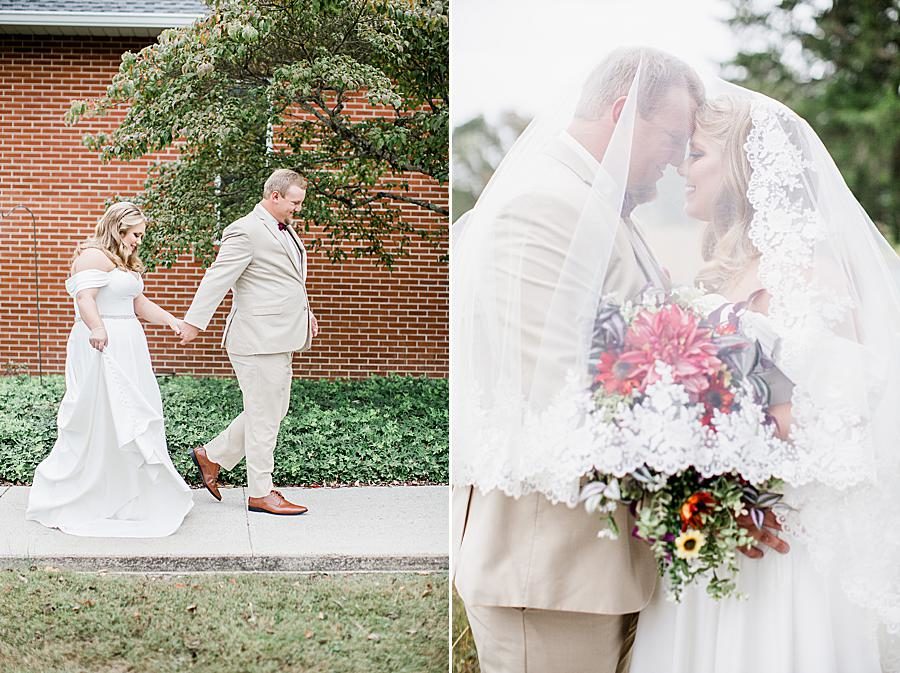 Under the veil at this Pine Ridge Baptist Church wedding by Knoxville Wedding Photographer, Amanda May Photos.