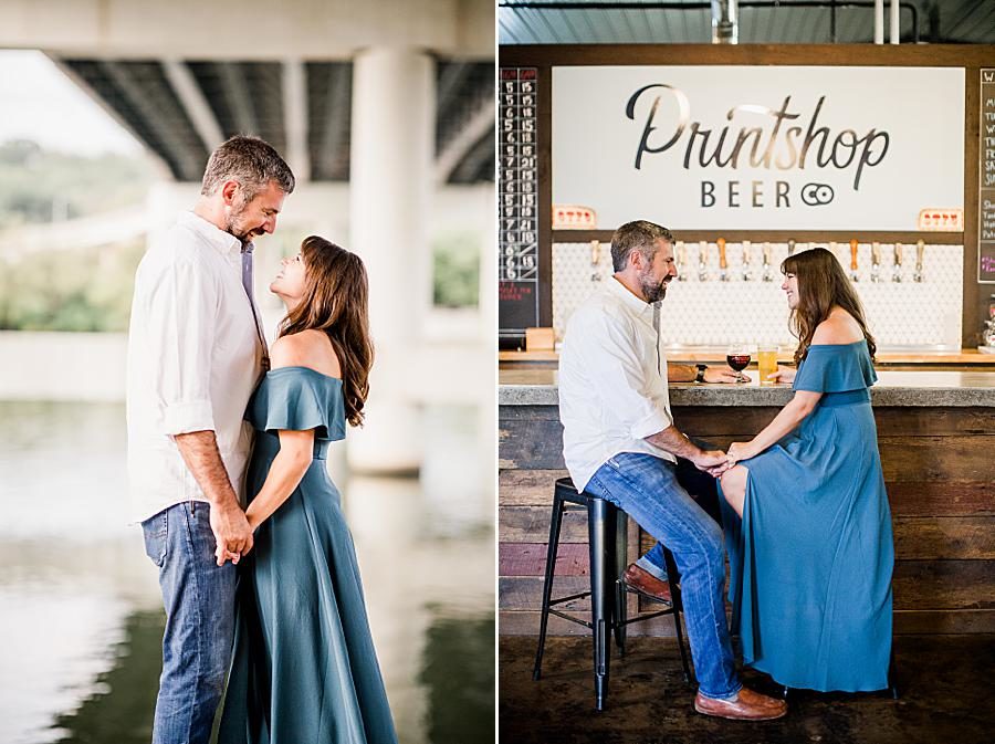 Brewery sign at this Printshop Brewery engagement by Knoxville Wedding Photographer, Amanda May Photos.