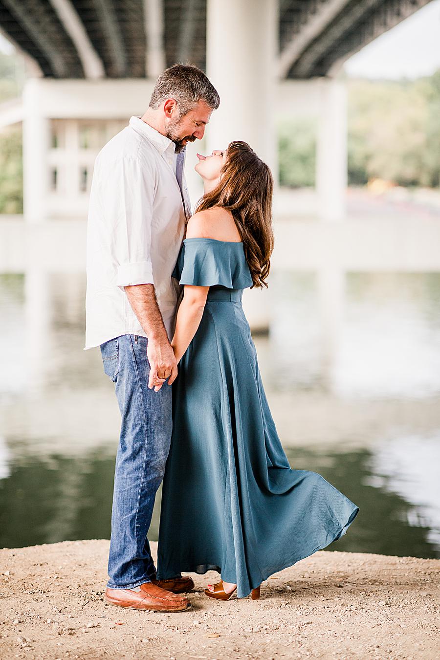 Foot pop at this Printshop Brewery engagement by Knoxville Wedding Photographer, Amanda May Photos.