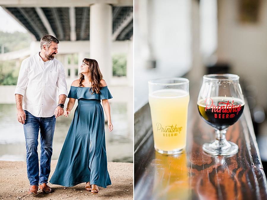 Craft beer at this Printshop Brewery engagement by Knoxville Wedding Photographer, Amanda May Photos.