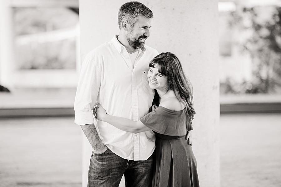 Black and white at this Printshop Brewery engagement by Knoxville Wedding Photographer, Amanda May Photos.