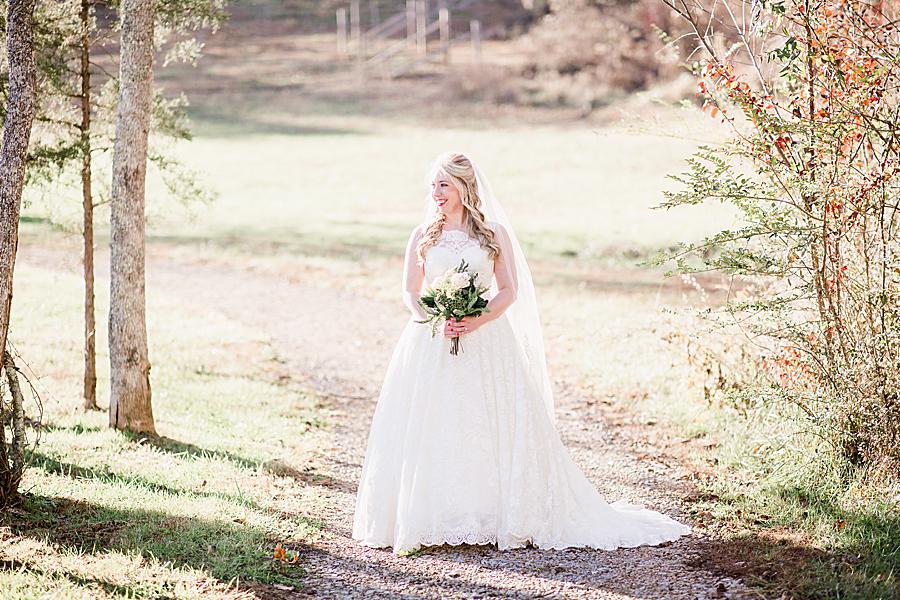 Blonde bride at this Ramble Creek Bridal Session by Knoxville Wedding Photographer, Amanda May Photos.
