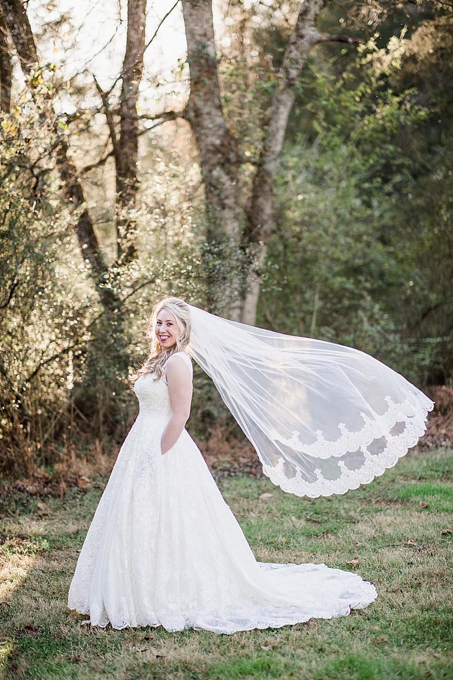 Veil in the wind by Knoxville Wedding Photographer, Amanda May Photos.