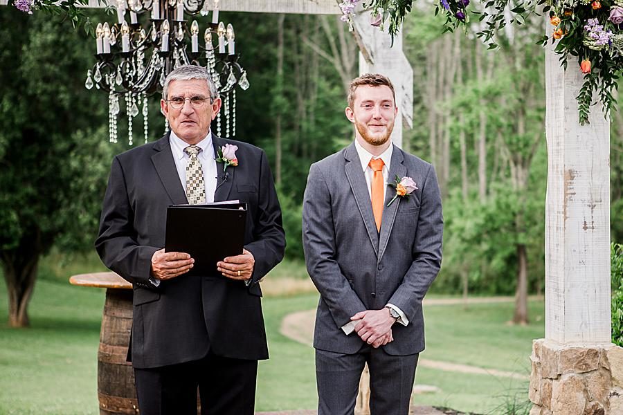 Groom's reaction at this Ramble Creek Vineyard Wedding by Knoxville Wedding Photographer, Amanda May Photos.
