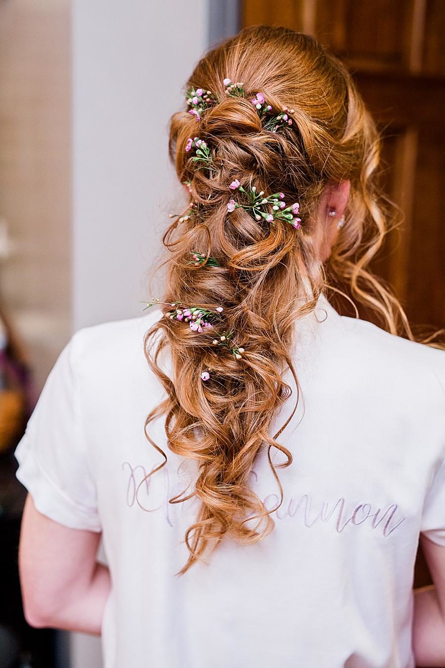 bridal hair with small flowers