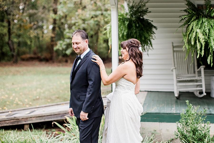 Dad first look at this RiverView Family Farm wedding by Knoxville Wedding Photographer, Amanda May Photos.