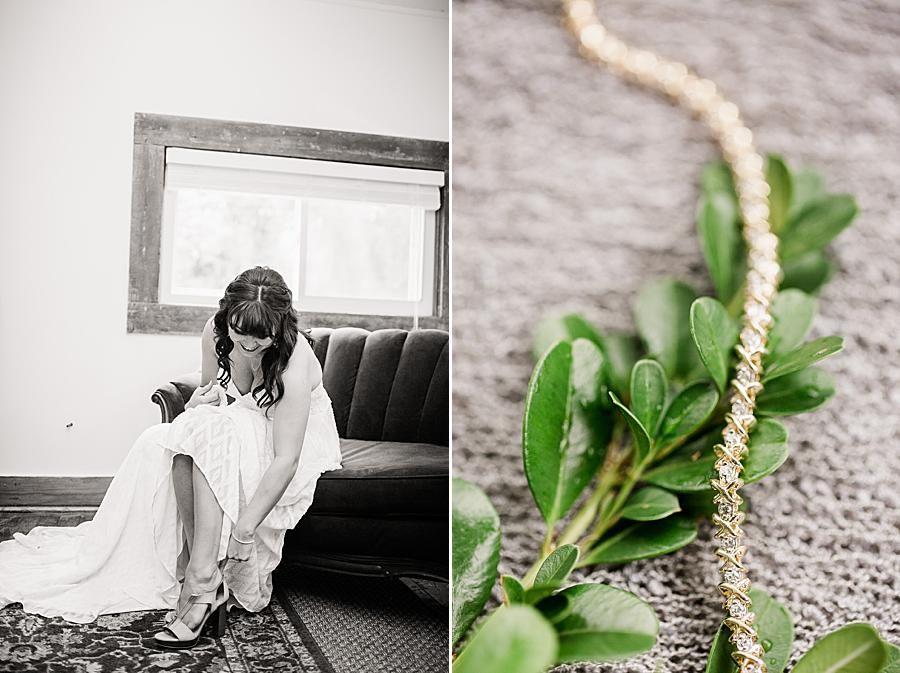 Gold bracelet at this RiverView Family Farm wedding by Knoxville Wedding Photographer, Amanda May Photos.