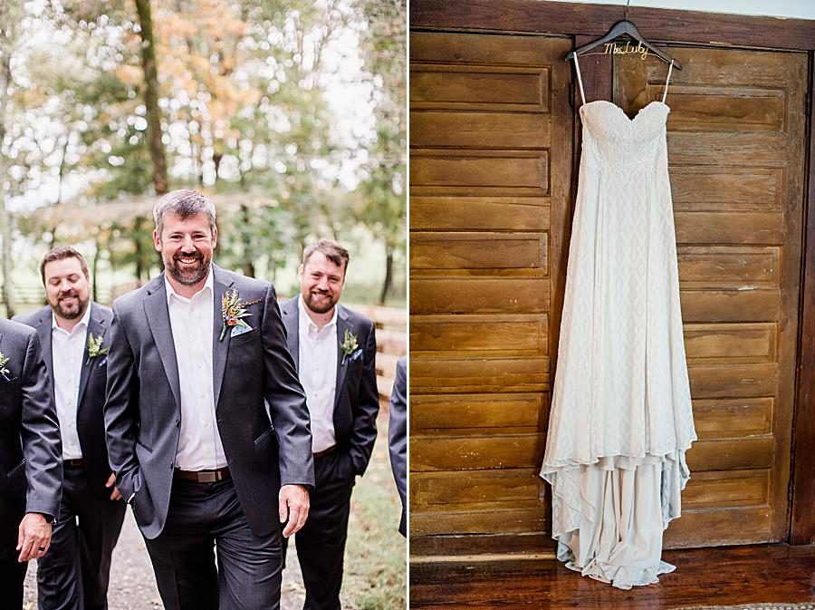 Strapless wedding dress at this RiverView Family Farm wedding by Knoxville Wedding Photographer, Amanda May Photos.