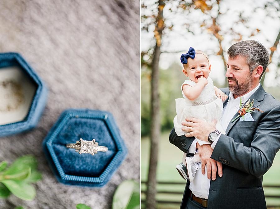 Blue ring box at this RiverView Family Farm wedding by Knoxville Wedding Photographer, Amanda May Photos.