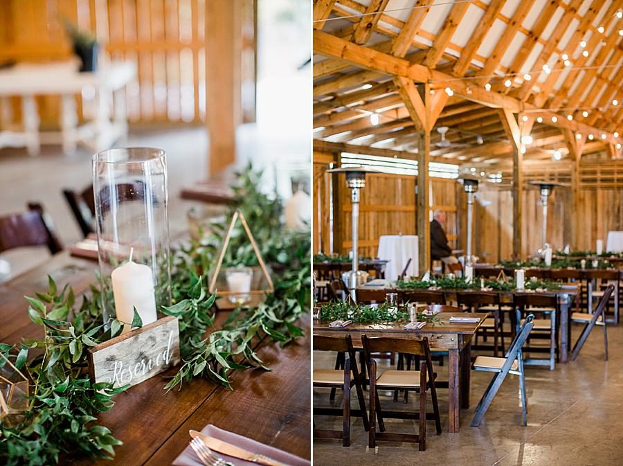 Geometric centerpieces at this RiverView Family Farm wedding by Knoxville Wedding Photographer, Amanda May Photos.