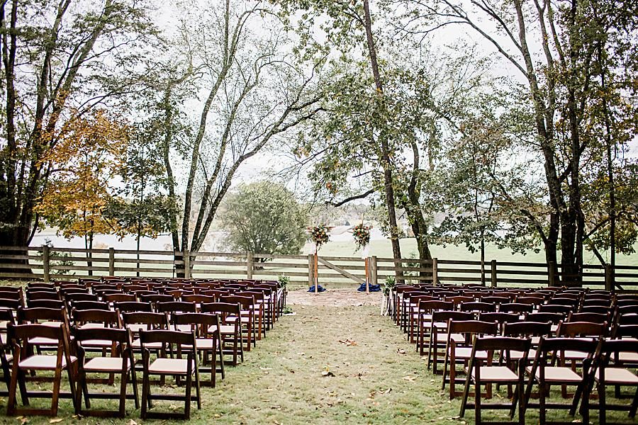 Ceremony space at this RiverView Family Farm wedding by Knoxville Wedding Photographer, Amanda May Photos.