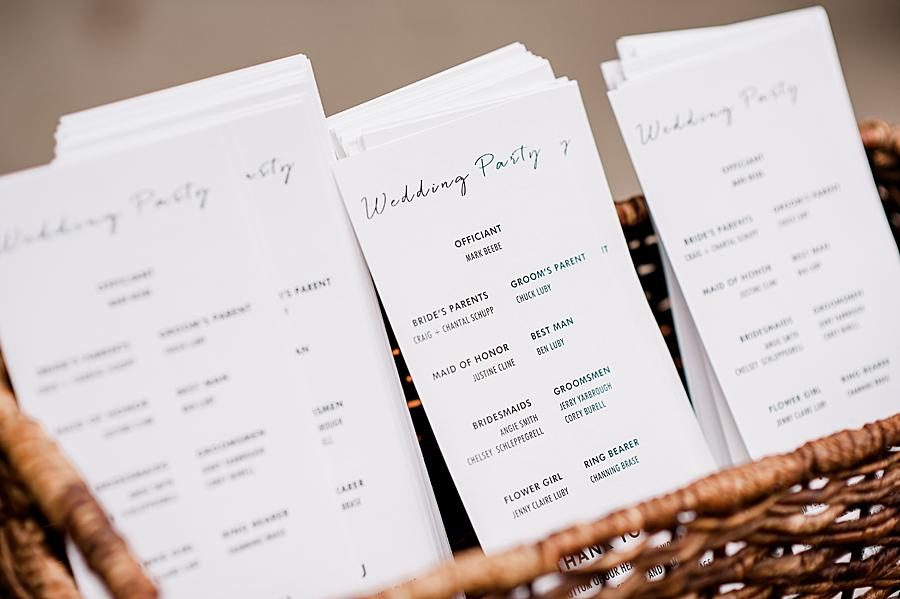 Wedding program at this RiverView Family Farm wedding by Knoxville Wedding Photographer, Amanda May Photos.