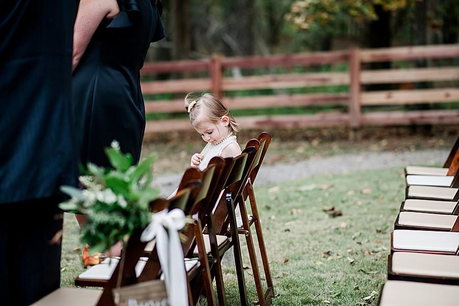 Wooden chairs at this RiverView Family Farm wedding by Knoxville Wedding Photographer, Amanda May Photos.