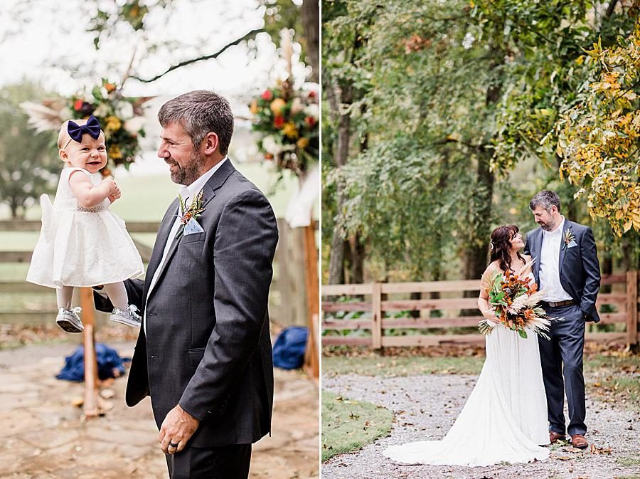 Bride and groom at this RiverView Family Farm wedding by Knoxville Wedding Photographer, Amanda May Photos.