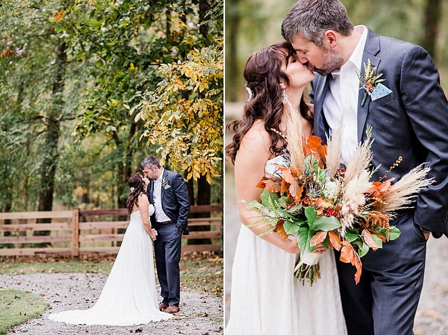 Kiss at this RiverView Family Farm wedding by Knoxville Wedding Photographer, Amanda May Photos.