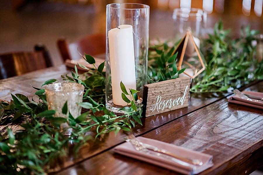 Reserved table at this RiverView Family Farm wedding by Knoxville Wedding Photographer, Amanda May Photos.
