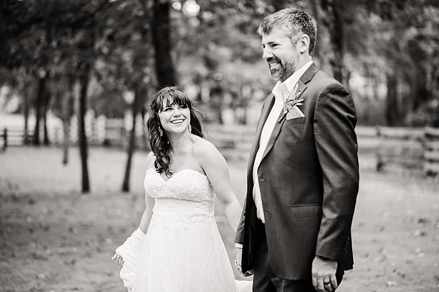 Black and white at this RiverView Family Farm wedding by Knoxville Wedding Photographer, Amanda May Photos.