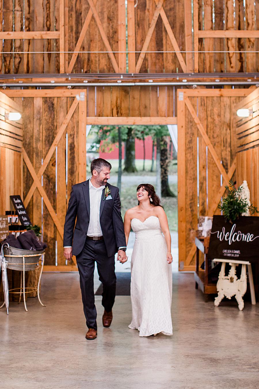Intro to reception at this RiverView Family Farm wedding by Knoxville Wedding Photographer, Amanda May Photos.