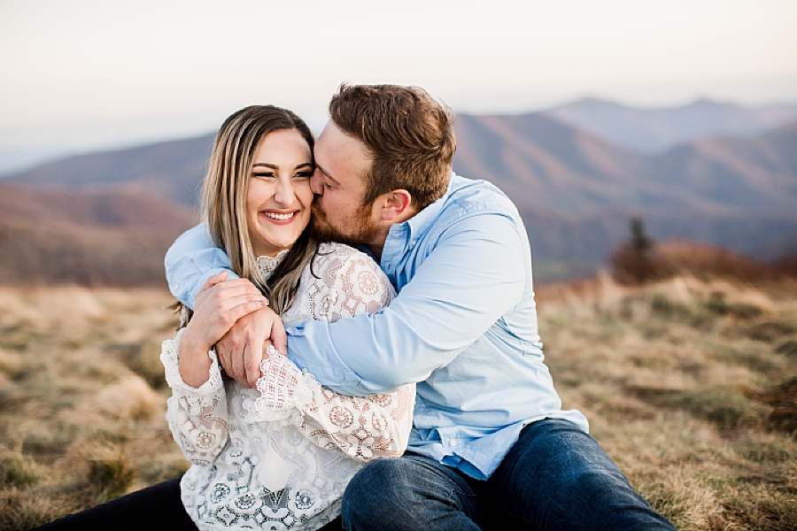 holding fiancee close at roan mountain