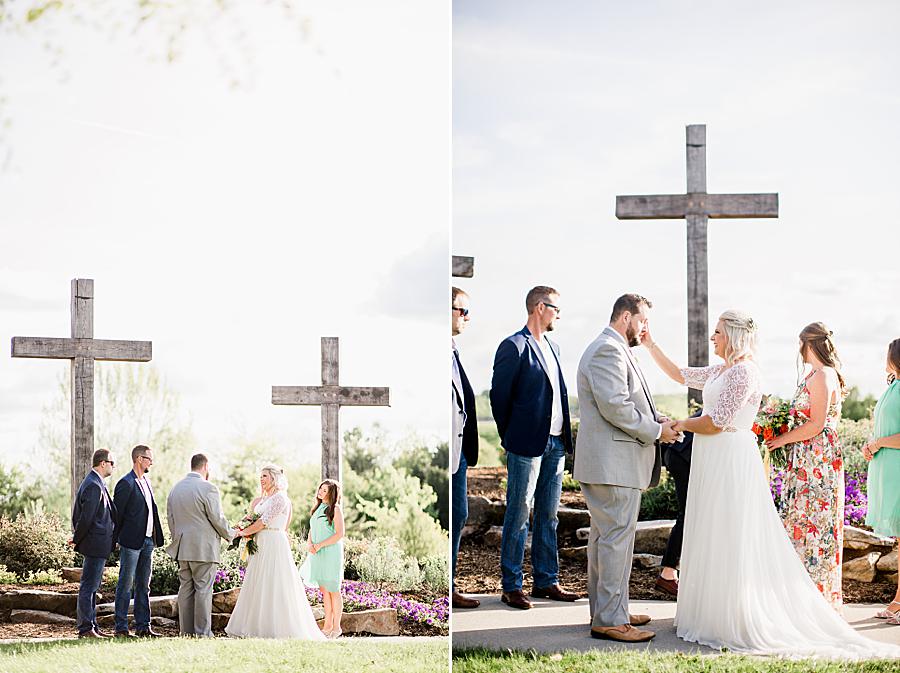 getting married in front of 3 crosses
