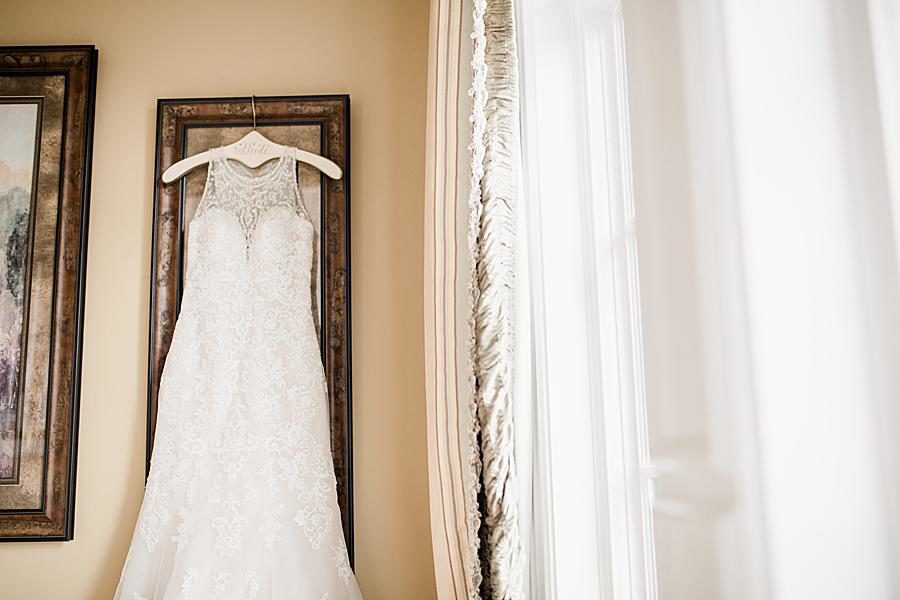 Lace wedding dress at this intimate WindRiver wedding by Knoxville Wedding Photographer Amanda May Photos.