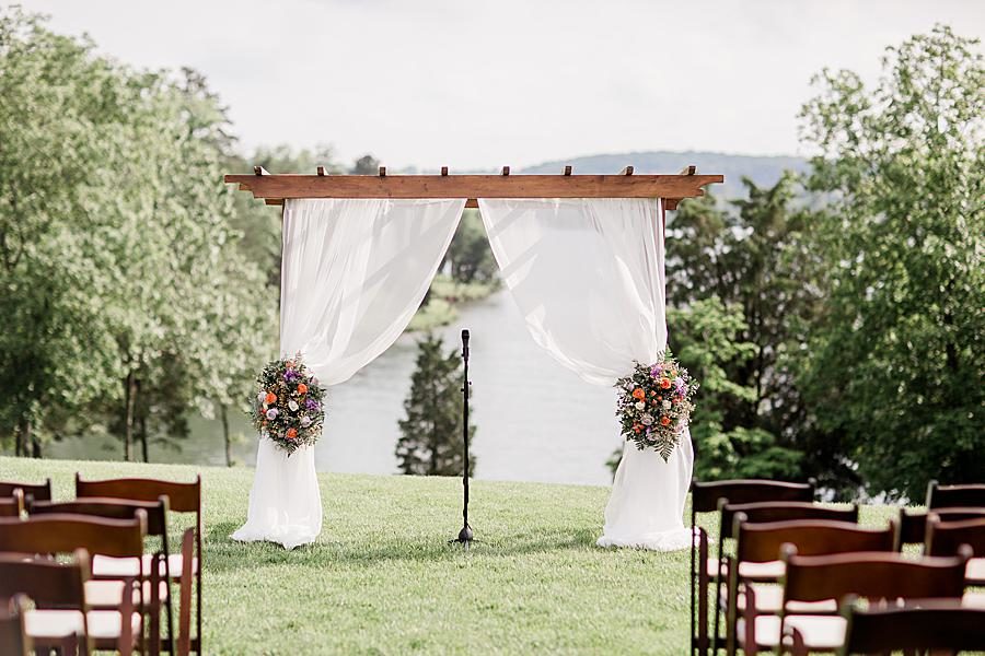 Ceremony back drop at this intimate WindRiver wedding by Knoxville Wedding Photographer Amanda May Photos.