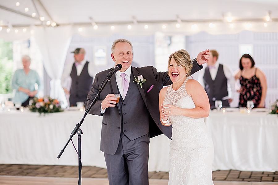 Reception speeches at this intimate WindRiver wedding by Knoxville Wedding Photographer Amanda May Photos.