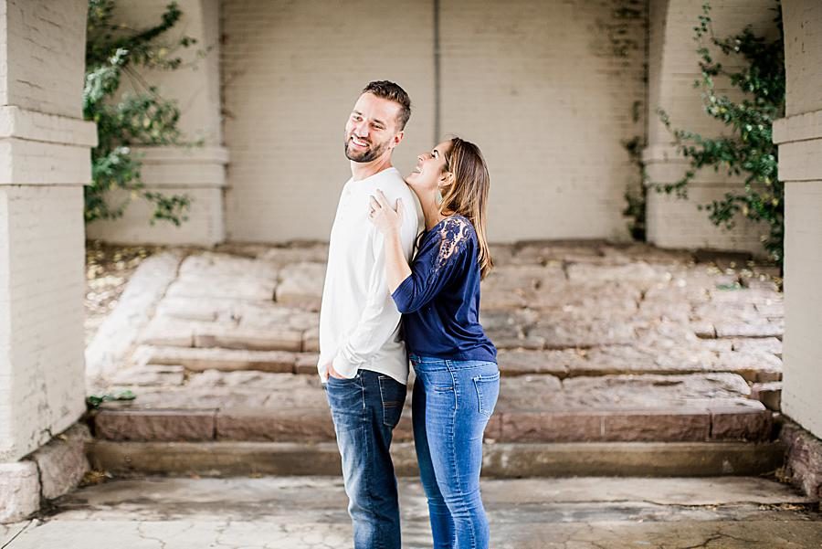 Jeans at this Southern Railway Station Engagement by Knoxville Wedding Photographer, Amanda May Photos.