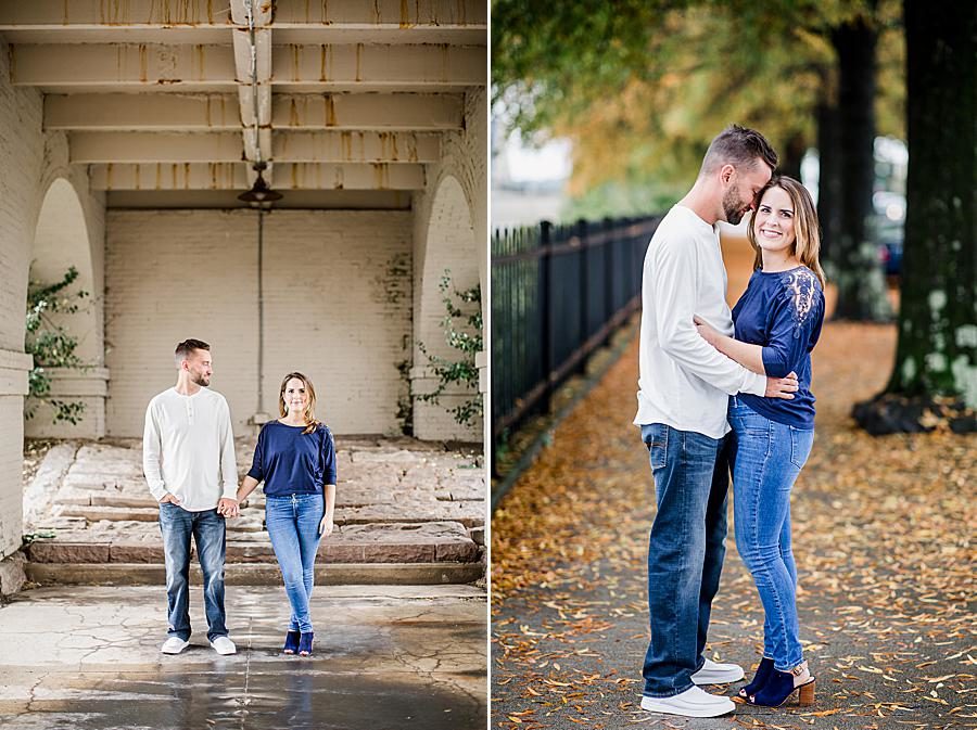 Forehead to temple at this Southern Railway Station Engagement by Knoxville Wedding Photographer, Amanda May Photos.