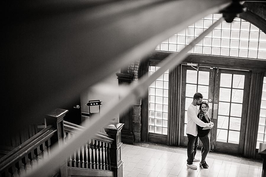 Black and white at this Southern Railway Station Engagement by Knoxville Wedding Photographer, Amanda May Photos.