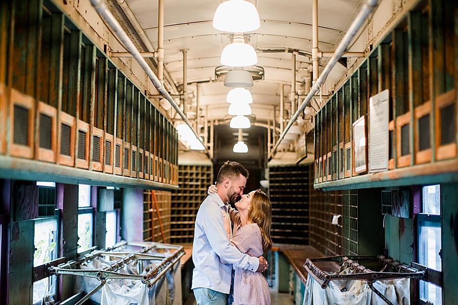 Train station at this Southern Railway Station Engagement by Knoxville Wedding Photographer, Amanda May Photos.