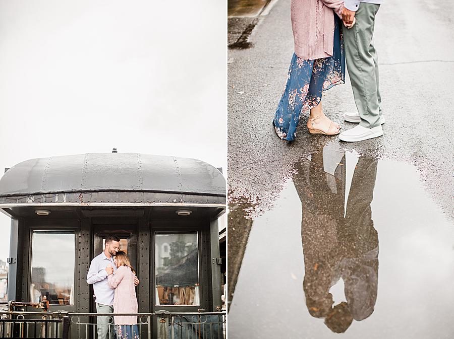 Water reflection at this Southern Railway Station Engagement by Knoxville Wedding Photographer, Amanda May Photos.