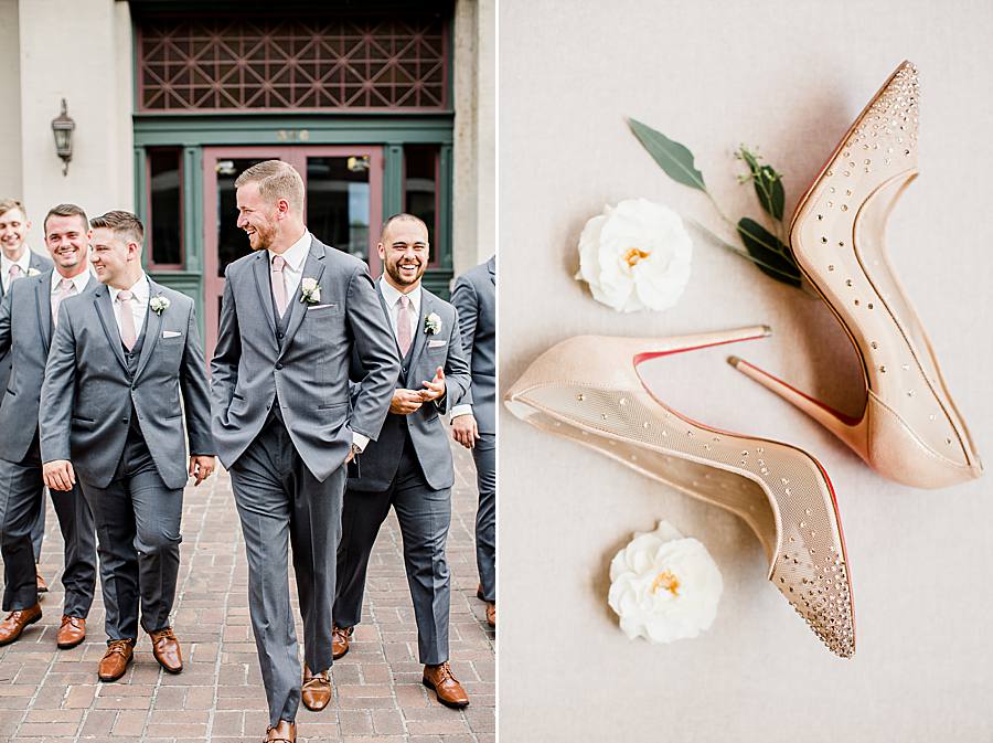 bridal shoes and white flowers