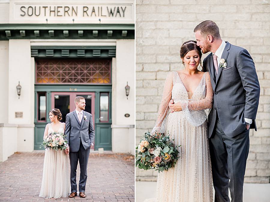 bride and groom portrait at southern railway