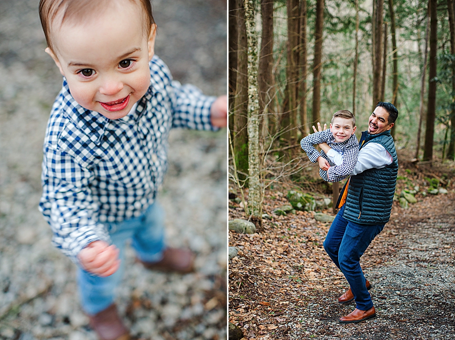 baby in plaid at spence cabin family session