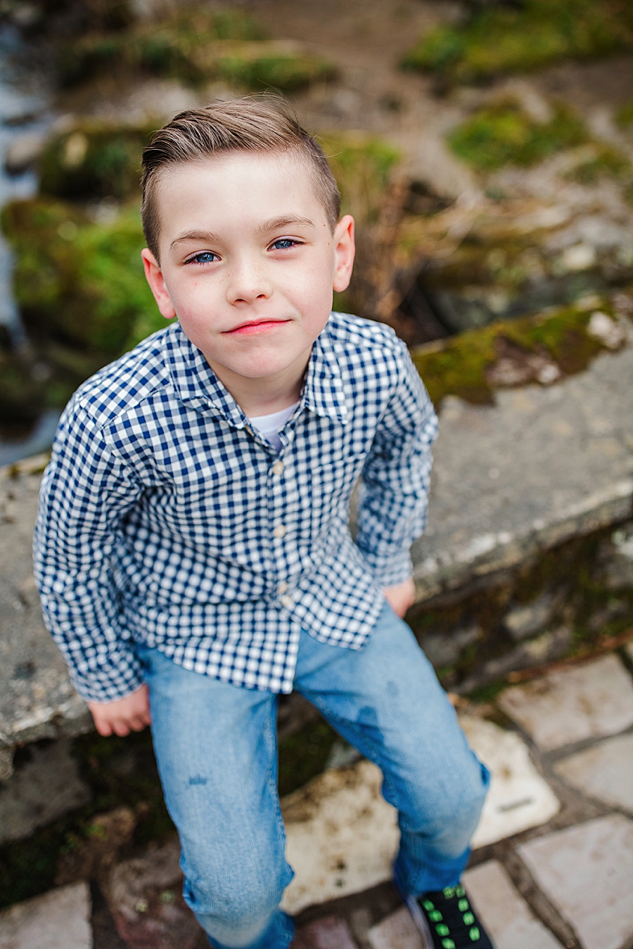 little boy at spence cabin family session