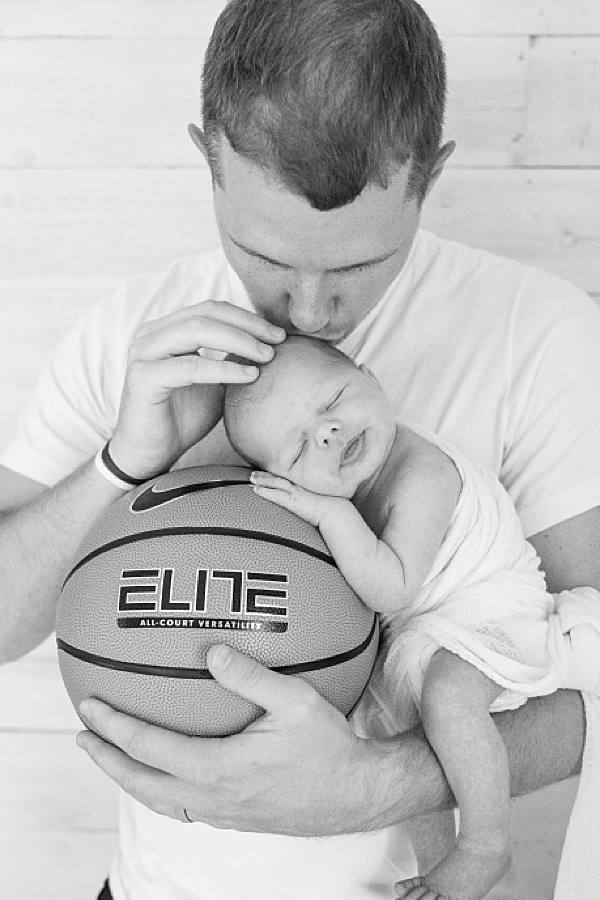 baby on basketball at sporty newborn
