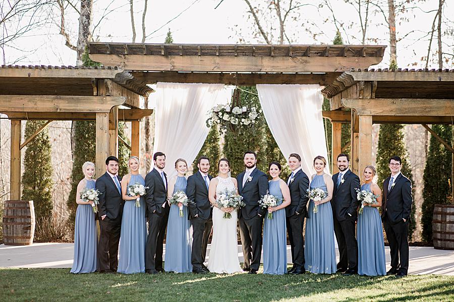 the whole bridal party at spring wedding at castleton
