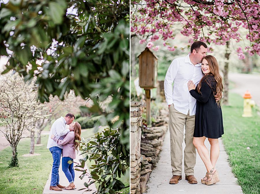 couple under spring blooms at studio at fountain city