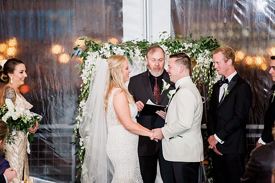 exchanging vows at the bridge building