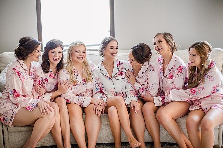 Matching floral robes at this The Press Room Wedding by Knoxville Wedding Photographer, Amanda May Photos.