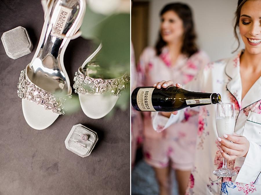 Pouring champagne at this The Press Room Wedding by Knoxville Wedding Photographer, Amanda May Photos.