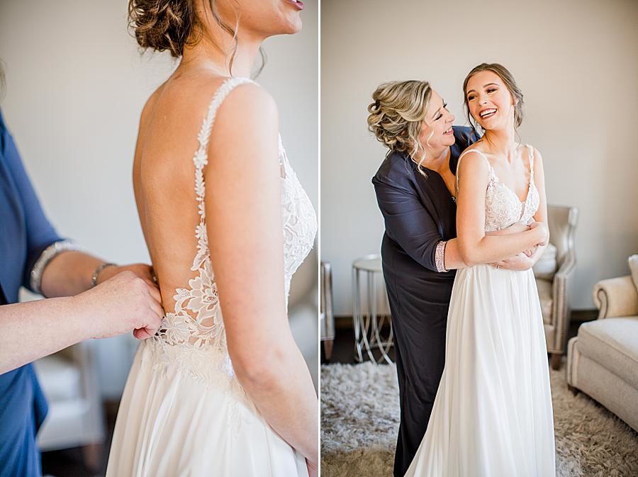 Low back dress at this The Press Room Wedding by Knoxville Wedding Photographer, Amanda May Photos.